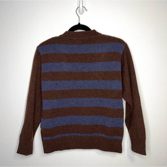 Burberry Youth Argyle V-Neck Sweater Cotton Brown Blue Diamond Striped Size 12Y - Picture 5 of 13
